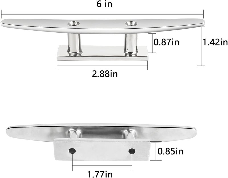 VEITHI Boat Cleat Flat Top, 316 Stainless Steel Boat Dock Cleats,Rope Cleat,Dock Cleats with Screws for Marine or Nautical Decor and Dock Cleat Decorative(5 Sizes,2Color,2Pack,4Pack) - Image 2